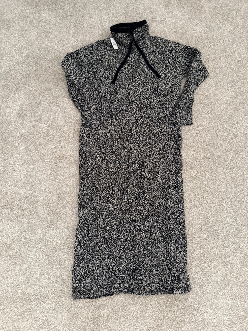 LOFT Marled Black and White Midi Sweater Dress